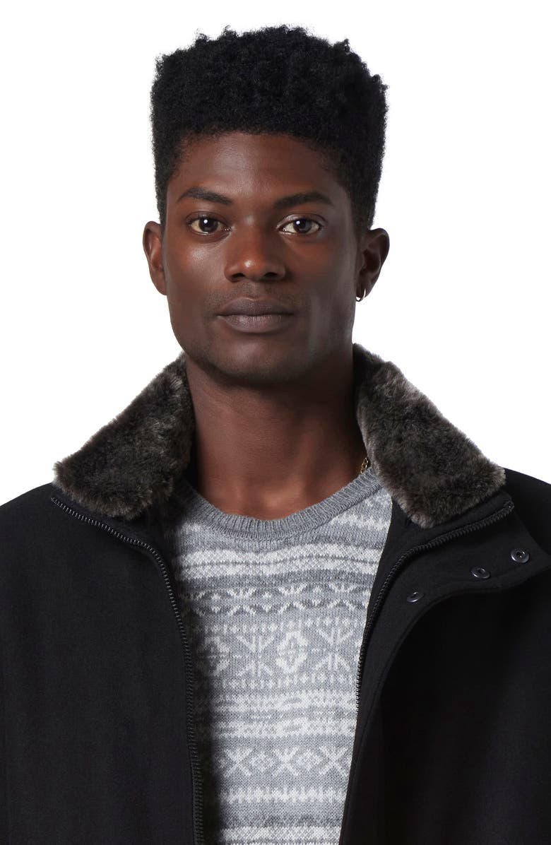 Andrew Marc Wool Blend Faux Fur Collared Jacket, Alternate, color,