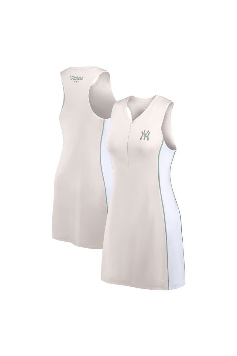 Women's Fanatics Cream New York Yankees Studio Boost Athletic Half-Zip Dress, Main, color, Cream