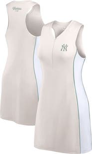 FANATICS Women's Fanatics Cream New York Yankees Studio Boost Athletic Half-Zip Dress