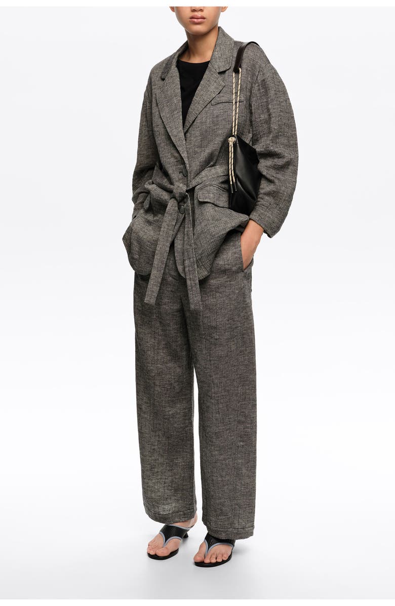 Bimba y Lola Linen Tailored Jacket, Alternate, color, Grey