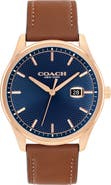 COACH Oliver Leather Strap Watch, 41mm