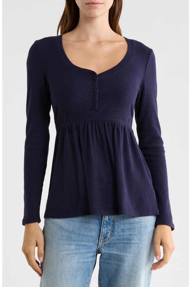 Henley Babydoll Top, Main, color, NAVY