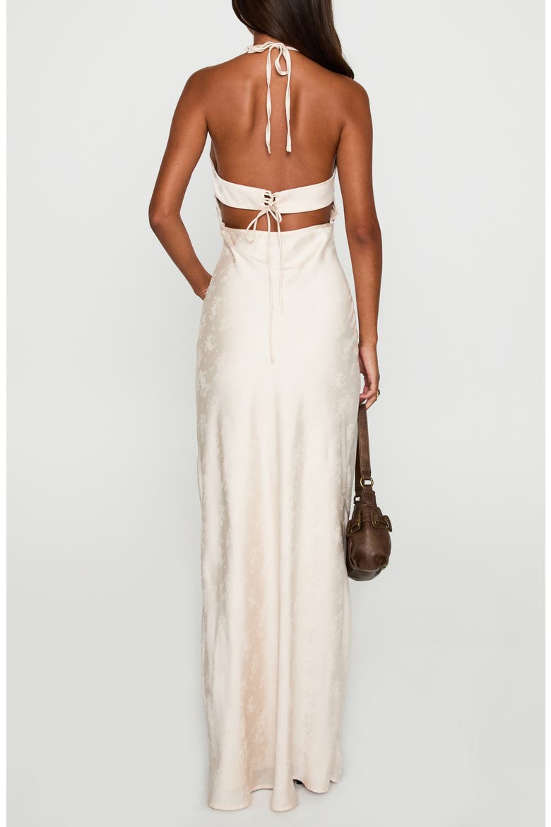 Limosina Halter Satin Gown, Alternate, color, CHAMPAGNE