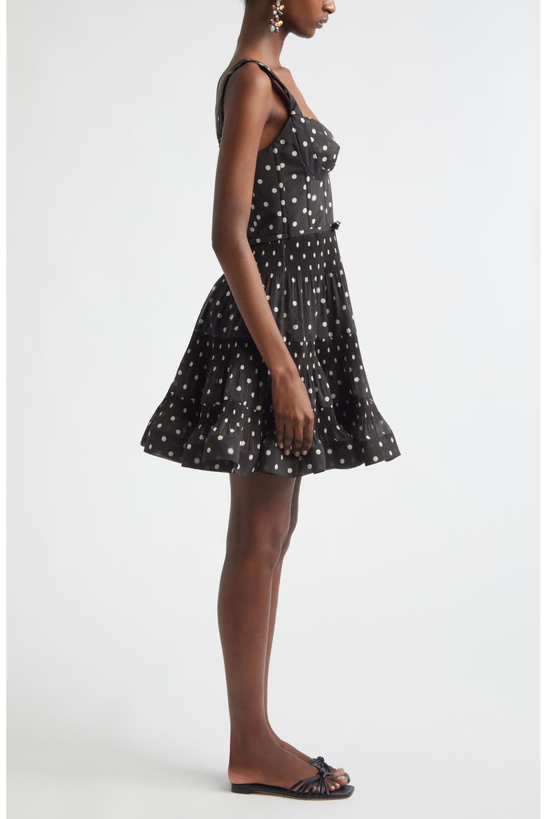 Kindred Spirit Pleated Draped Minidress, Alternate, color, BLACK DOT
