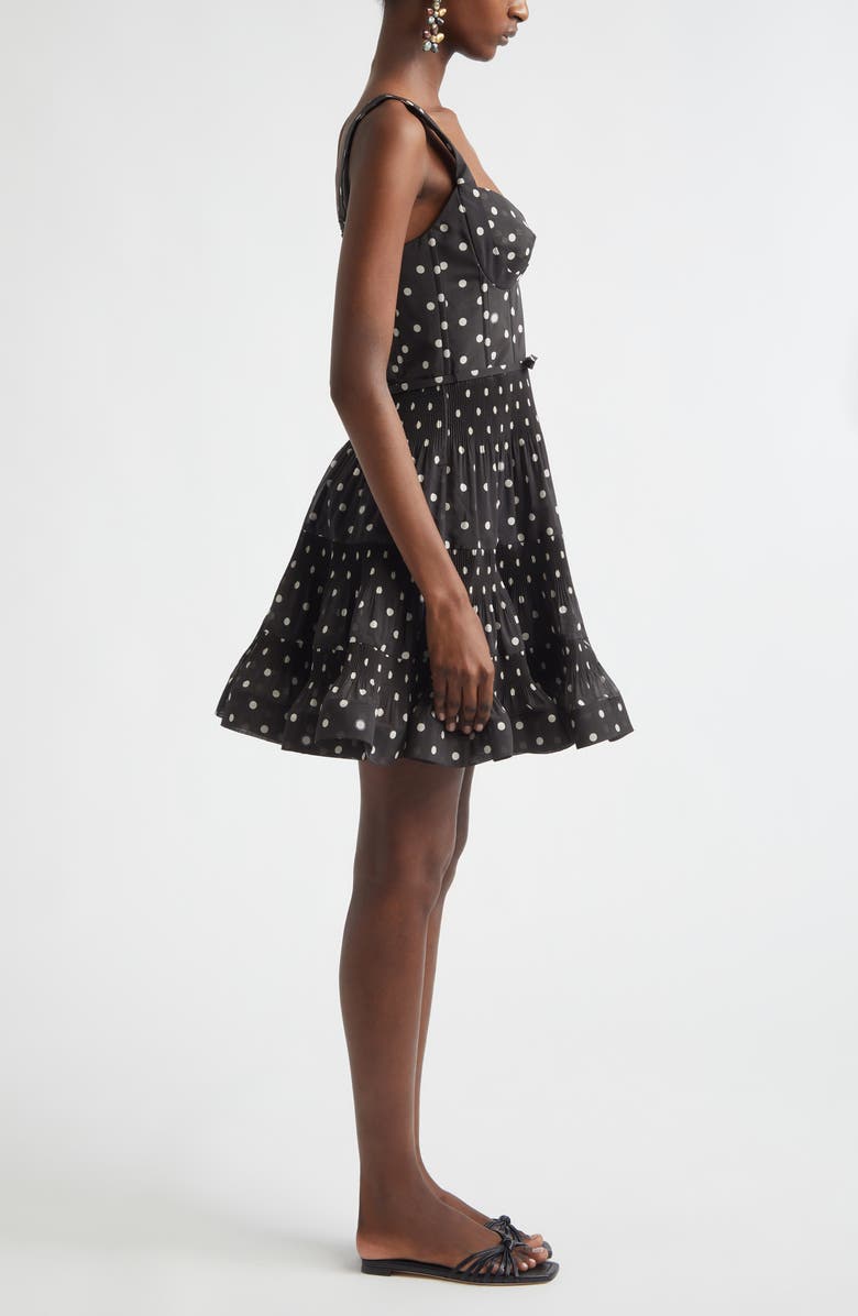 Zimmermann Kindred Spirit Pleated Draped Minidress, Alternate, color, Black Dot