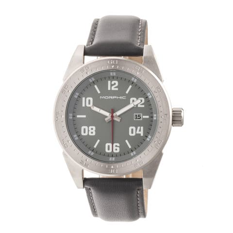 M63 Series Leather-Band Watch w/Date