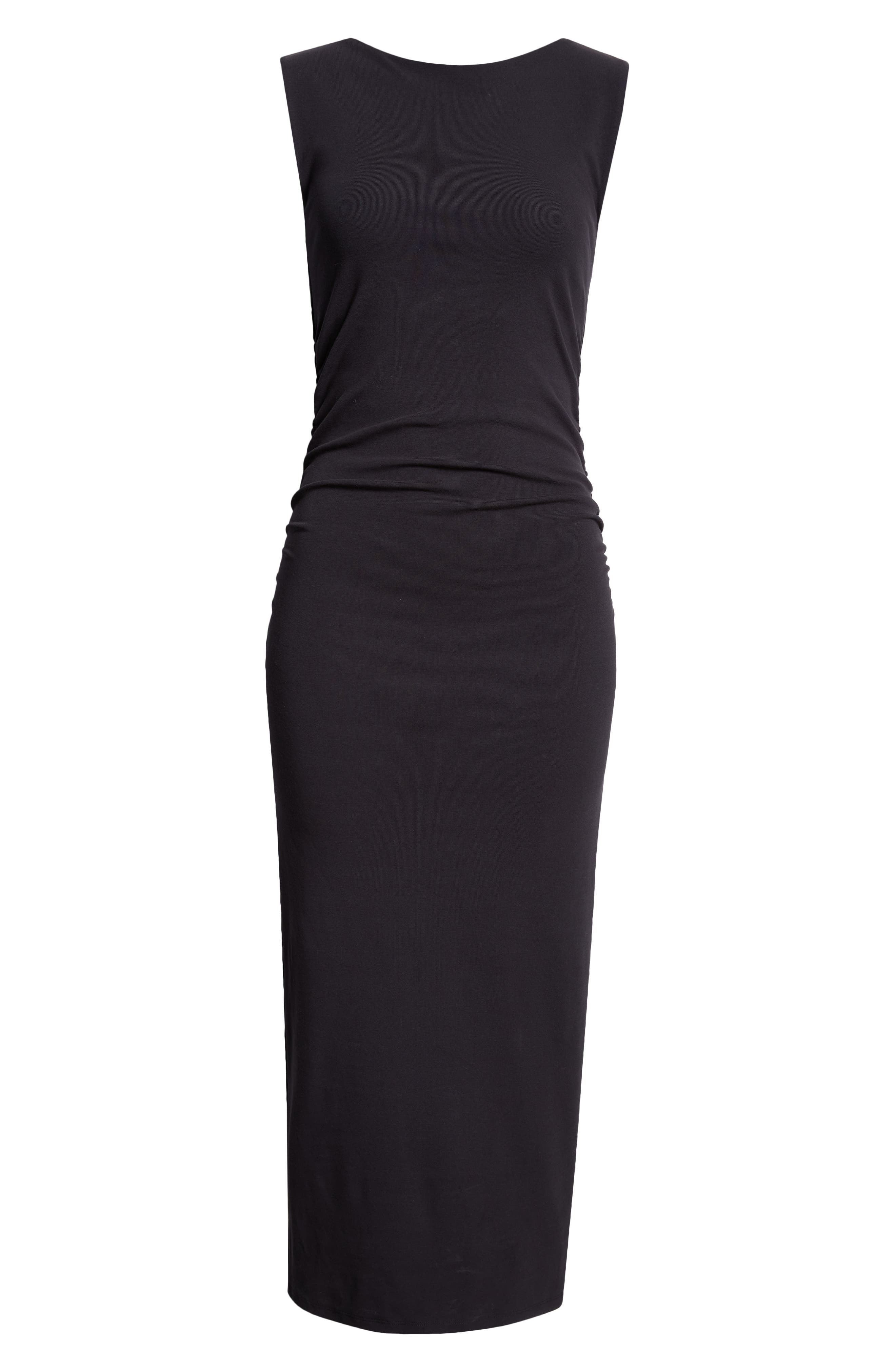 veronica beard charissa ruched midi dress Charissa Boat Neck Midi Dress in Black