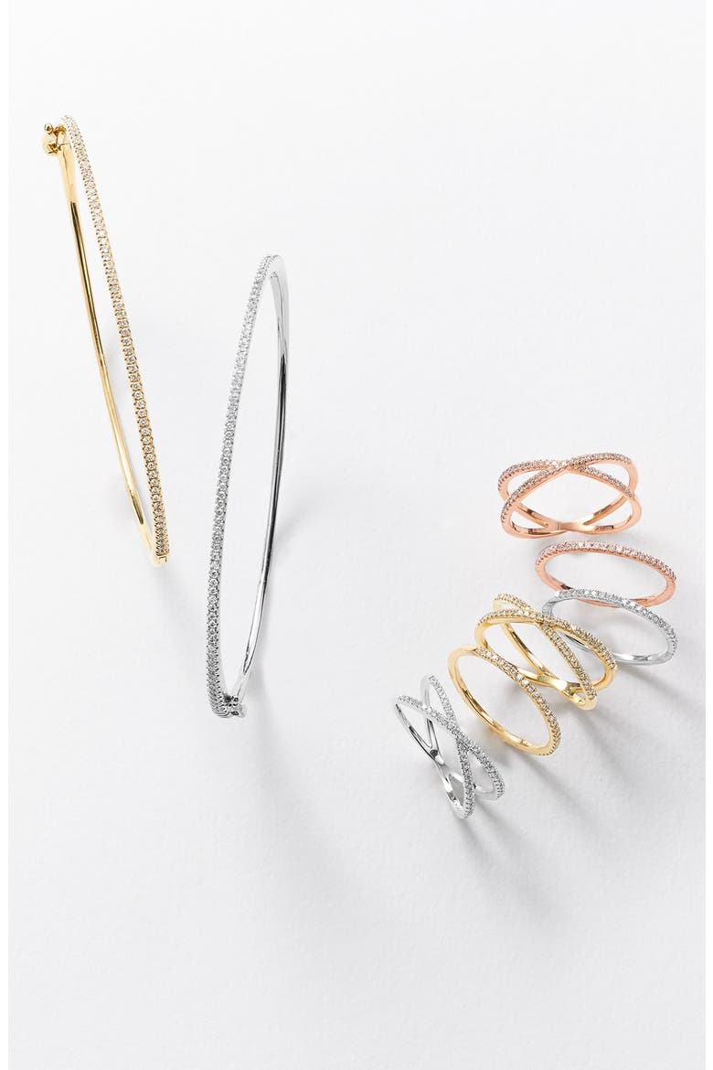 Stackable Crossover Diamond Ring (Nordstrom Exclusive), Alternate, color, ROSE GOLD