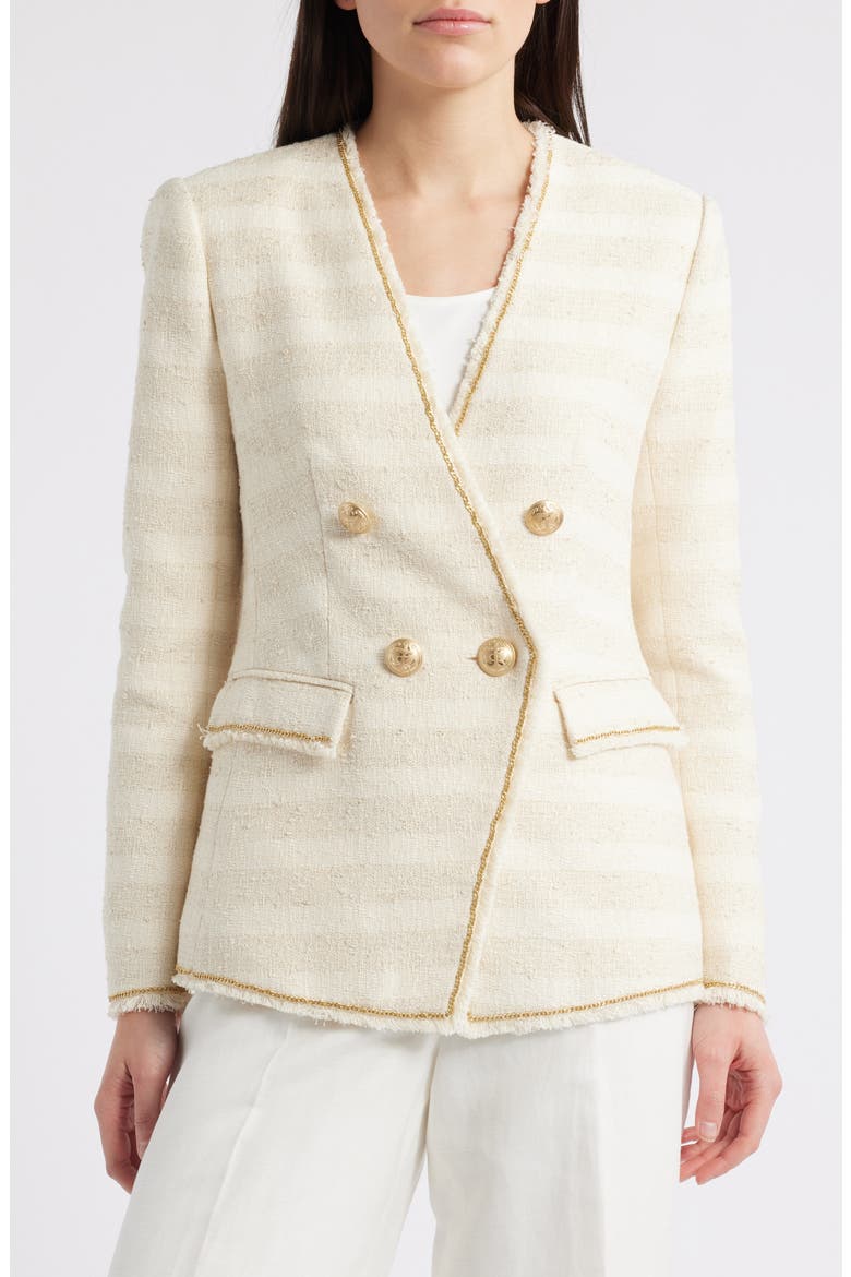 Hesper Metallic Trim Tweed Jacket, Alternate, color, BEIGE