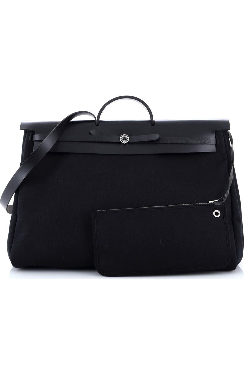 Pre-Owned Hermes Herbag Zip Leather and Toile 50, Alternate, color, Noir