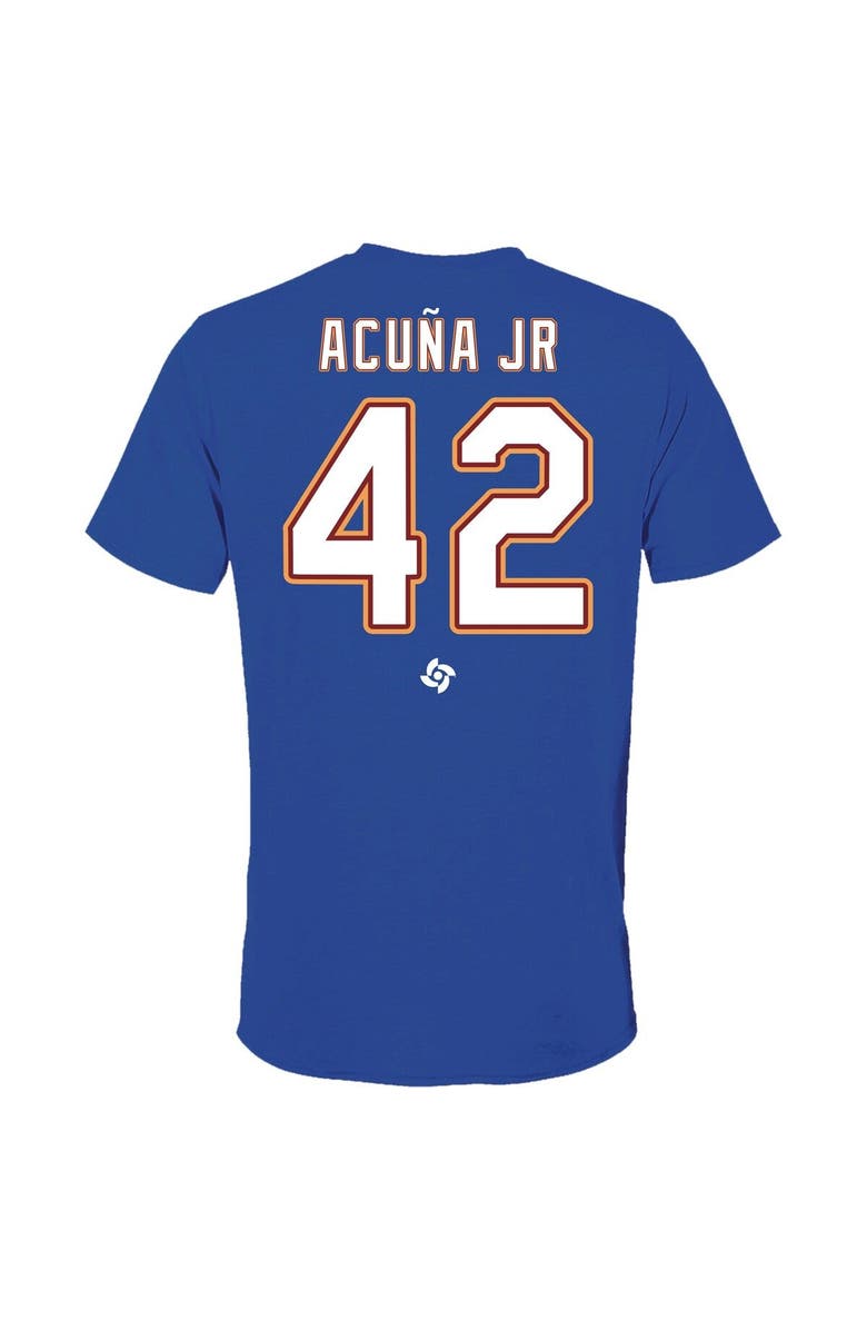 Legends Merchandise Men's LEGENDS Ronald Acuña Jr. Royal Venezuela Baseball 2023 World Baseball Classic Name & Number T-Shirt, Alternate, color,