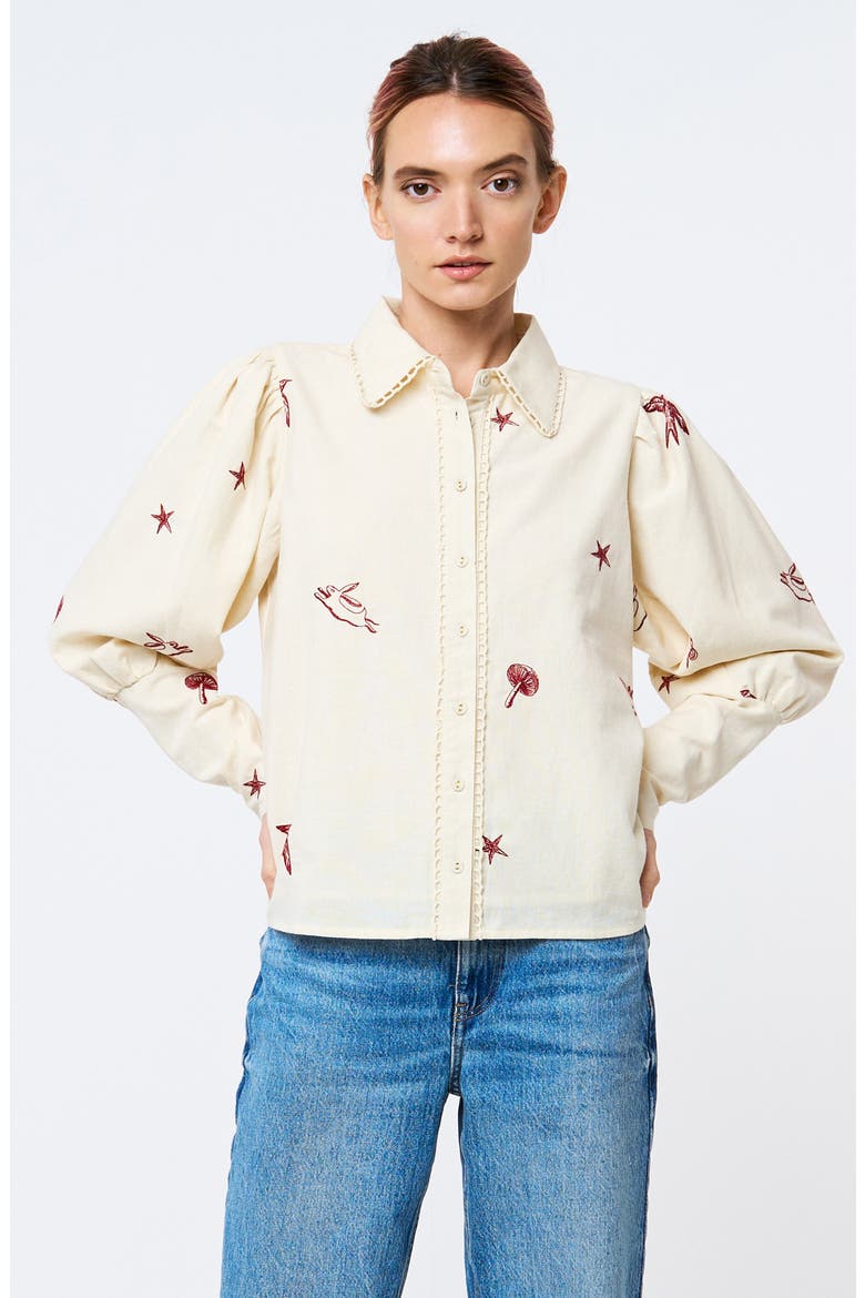 Caraleigh Button-Up Shirt, Alternate, color, RED MULTI
