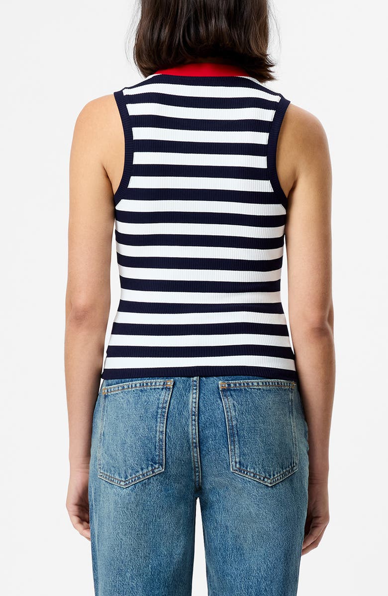 French Connection Esmae Stripe Rib Sleeveless Top, Alternate, color, Marine-White