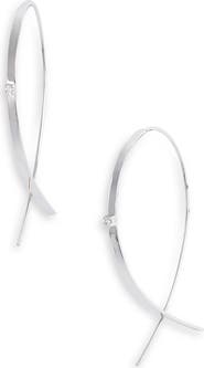 LANA 14K Gold Small Flat Upside Down Diamond Hoop Earrings