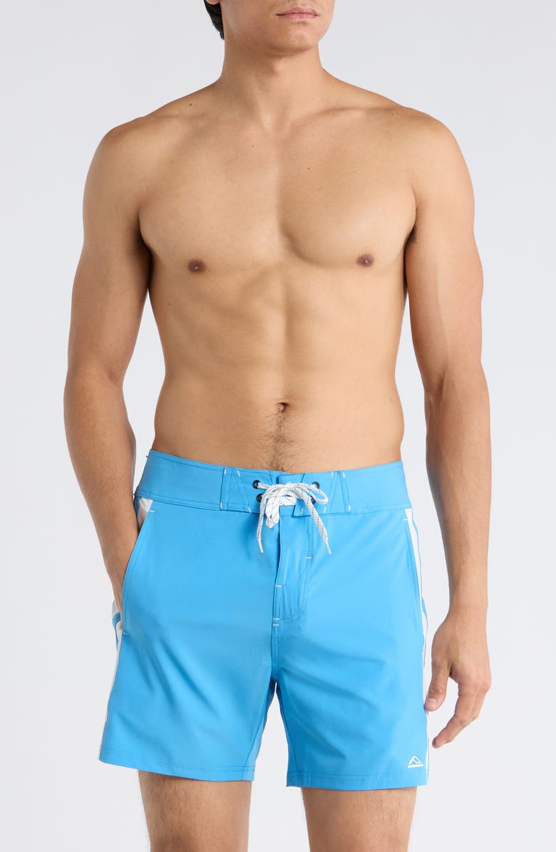Reef Arnold Fixed Waist Swim Shorts, Main, color, Azure Blue
