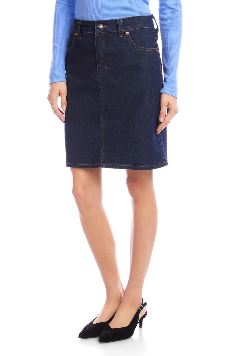 Karen Kane High Waist Pencil Denim Skirt, Alternate, color, Indigo Blue