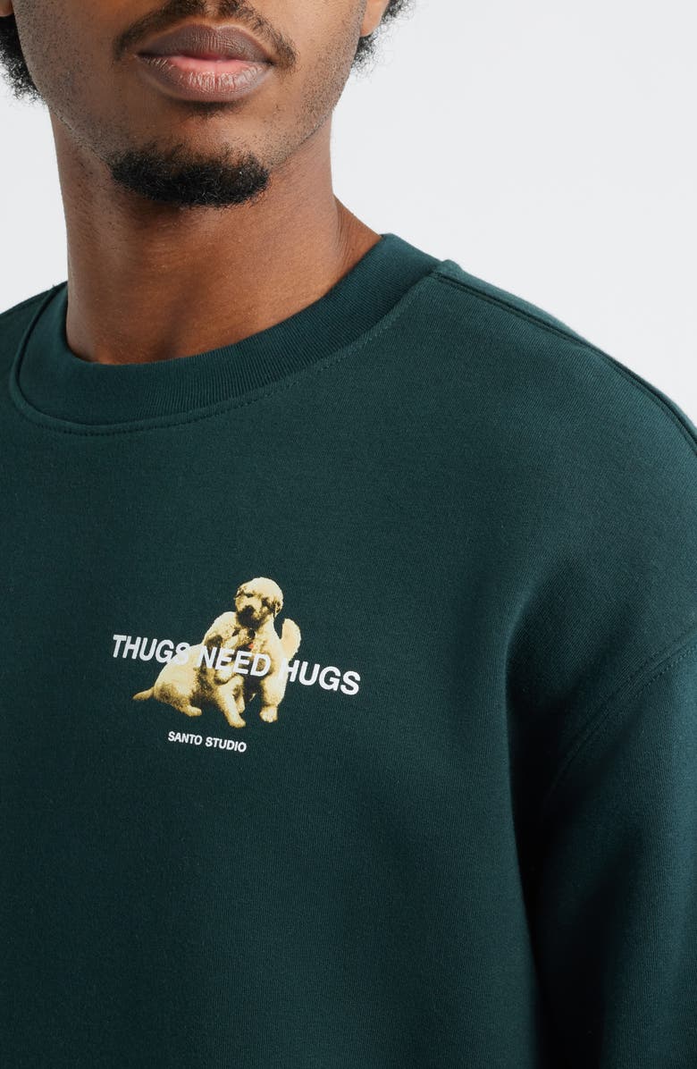 SANTO STUDIO Thugs Need Hugs Graphic Sweatshirt, Alternate, color, Pine