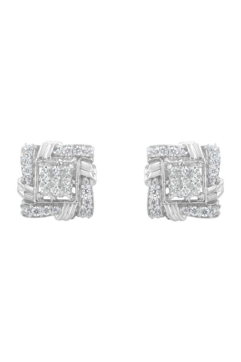 Silver 1/2 Ct Round Diamond Stud Earrings, Alternate, color, White