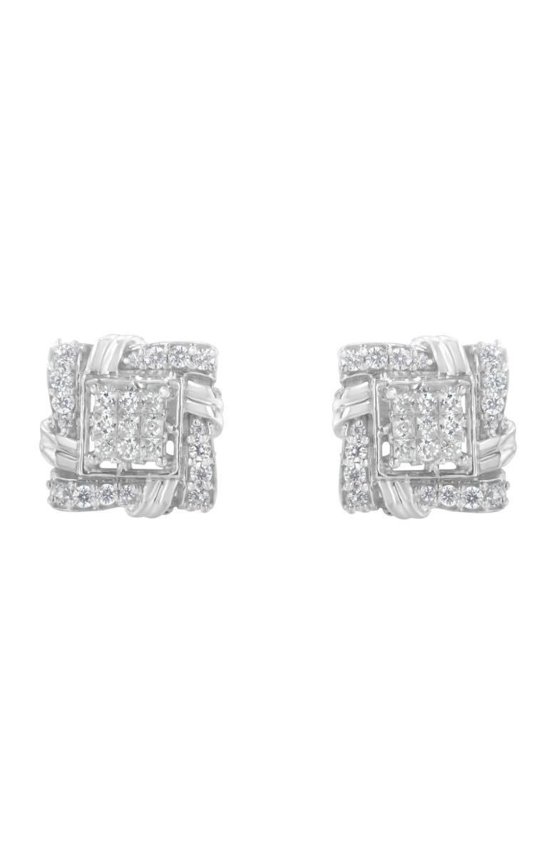 Haus of Brilliance Silver 1/2 Ct Round Diamond Stud Earrings, Alternate, color, White