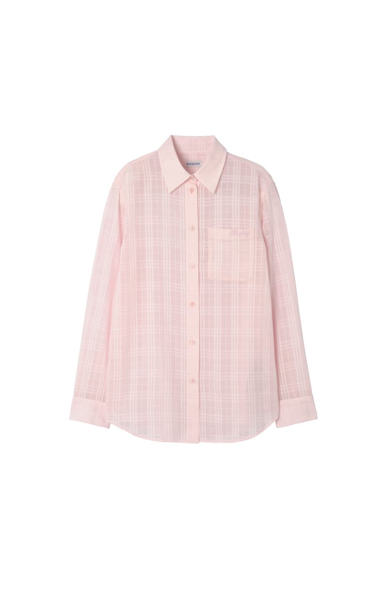 Burberry Classic Fit Check Cotton Shirt, Alternate, color, Frosty Pink