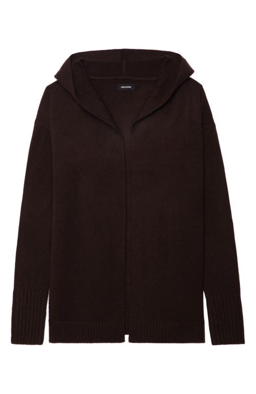 Zadig & Voltaire Elbow Patch Wool & Cashmere Hooded Cardigan In Brown
