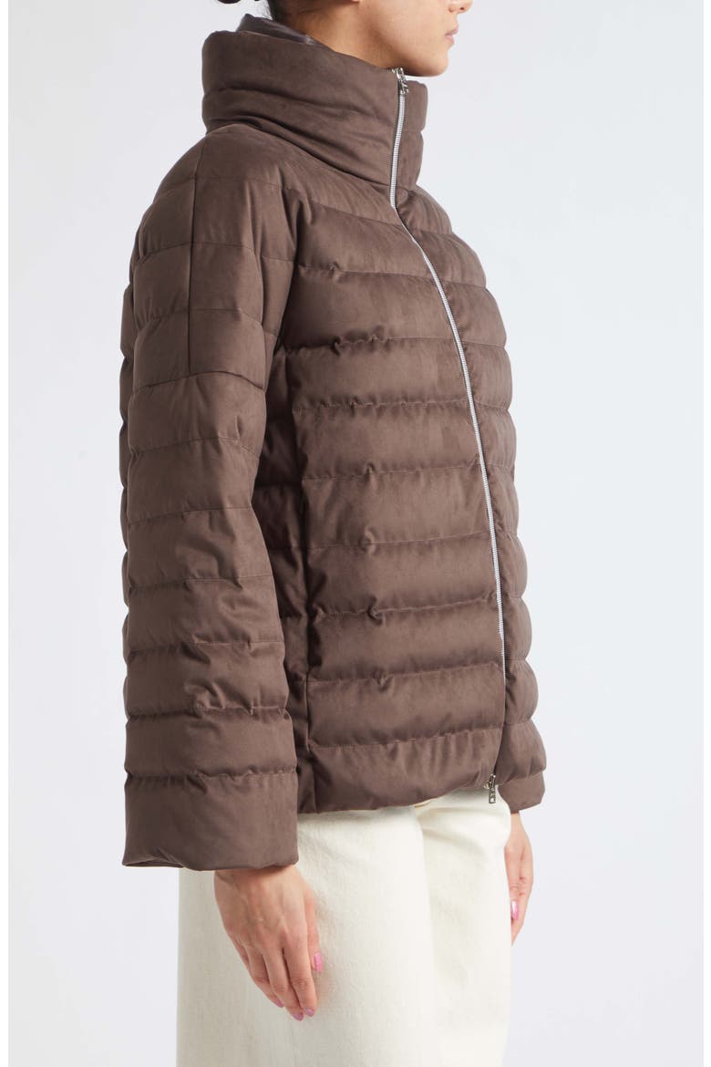 Faux Suede Quilted Down Puffer Jacket, Alternate, color, 8993 MARRONE SCURO