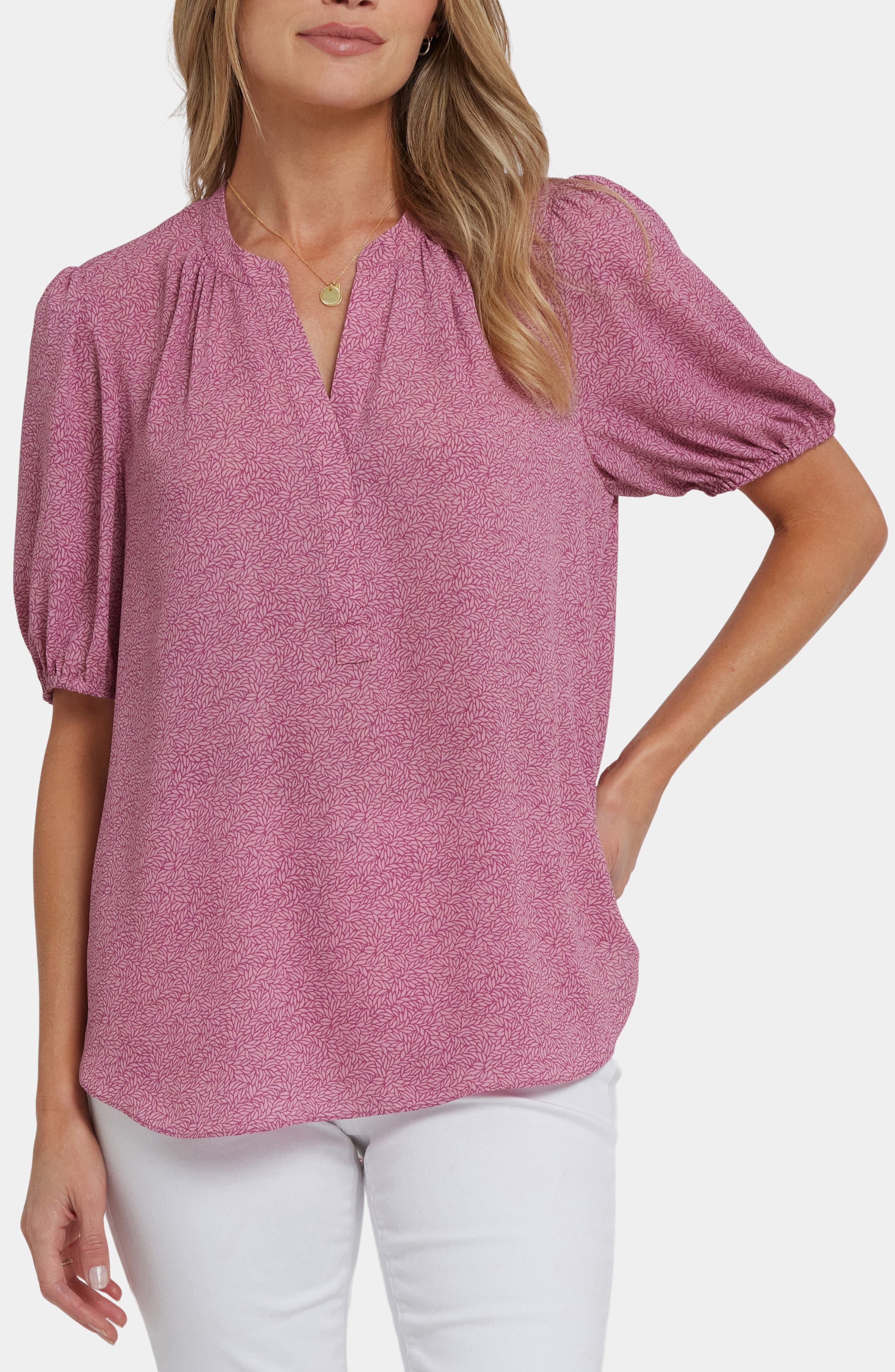 NYDJ Puff Sleeve Popover Top