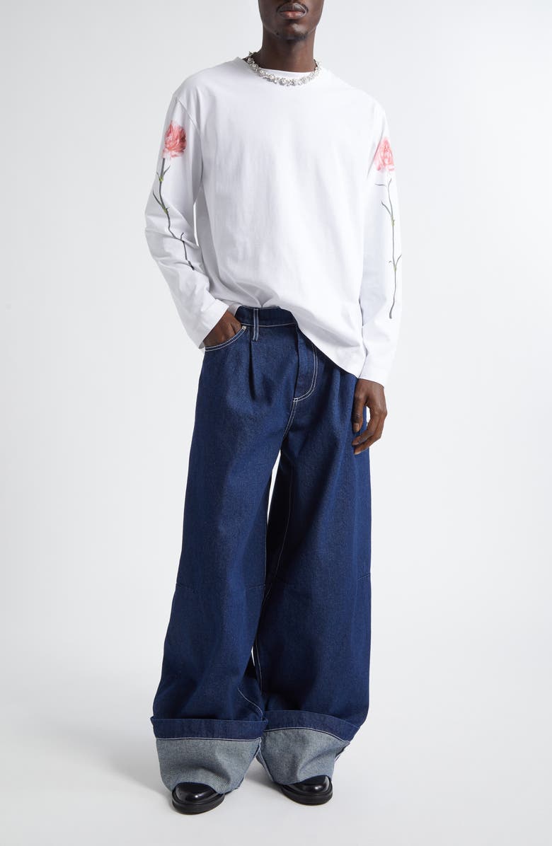 Simone Rocha Carnation Print Long Sleeve T-Shirt, Alternate, color, 