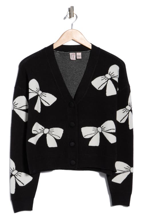 Love By Design Frankie Bow V-neck Cardigan In Black