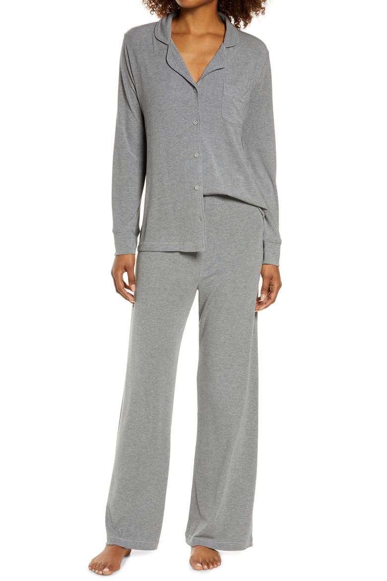 Soft Lounge Rib Sleep Set, Main, color, HEATHER GREY