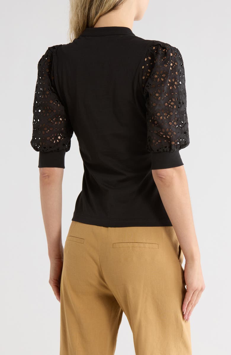 Veronica Beard Coralee Embroidered Eyelet Sleeve Henley Top, Alternate, color, 