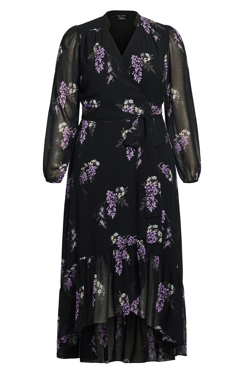 City Chic Grace Floral Long Sleeve Wrap Maxi Dress, Alternate, color,