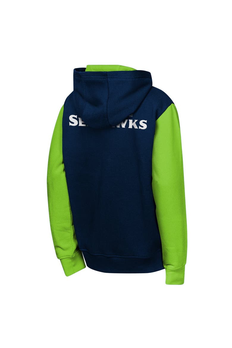 Youth Outerstuff Navy Seattle Seahawks Stadium Colorblock Full-Zip Hoodie, Alternate, color, Navy