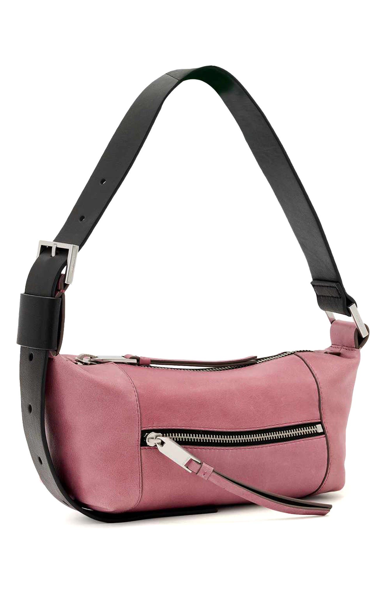 AllSaints Mini Vega Leather Shoulder Bag, Alternate, color, Raspberry Pink