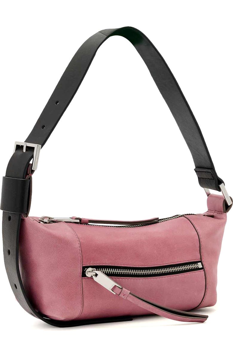 AllSaints Mini Vega Leather Shoulder Bag, Alternate, color, Raspberry Pink