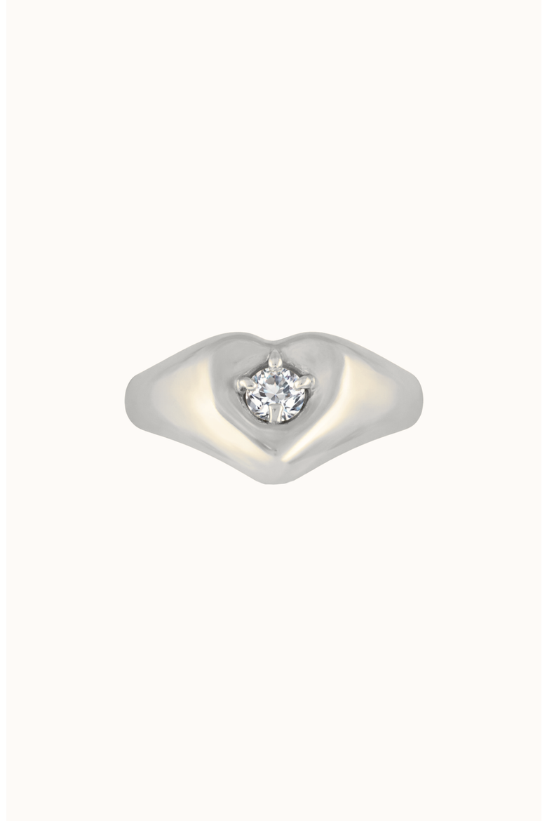 Sweetheart Pinky Ring, Alternate, color, White Silver