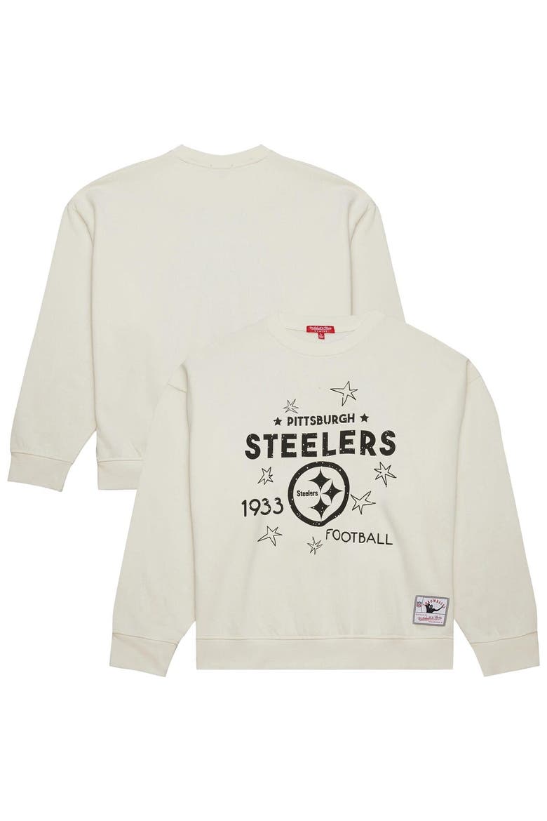 Women's Mitchell & Ness Cream Pittsburgh Steelers Plus Size Shooting Star Sweatshirt, Main, color, Cream