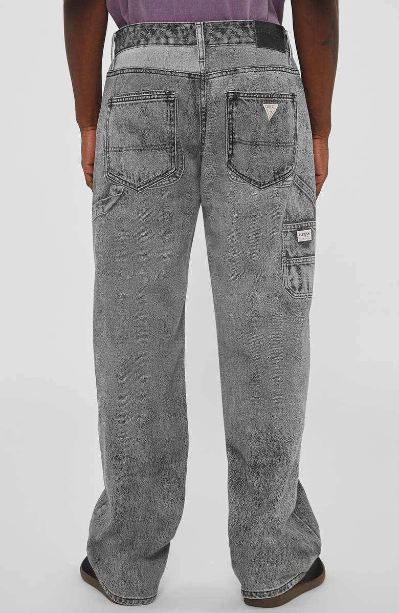 GUESS ORIGINALS Photorealistic Baggy Faux Denim Pants, Alternate, color, Black