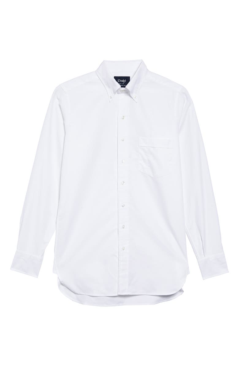 Drake's Slim Fit Button-Down Oxford Shirt, Main, color, 