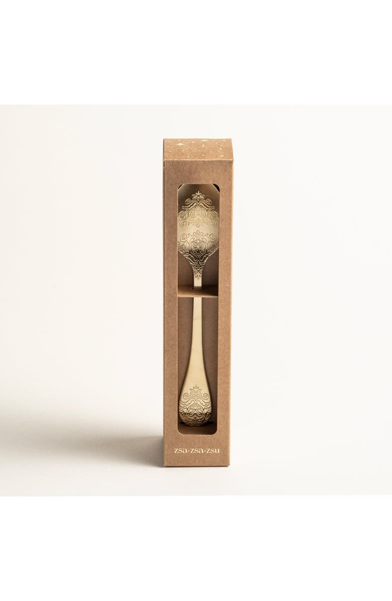 Zsa Zsa Zsu Dume Patterned Steel Dinner Spoon Set Of 4, Main, color, Champagne