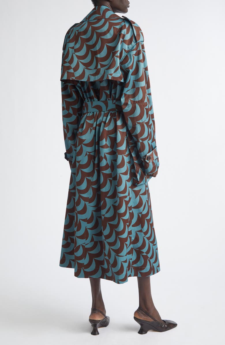 Dries Van Noten Moon Print Trench Coat, Alternate, color, Blue/ Brown