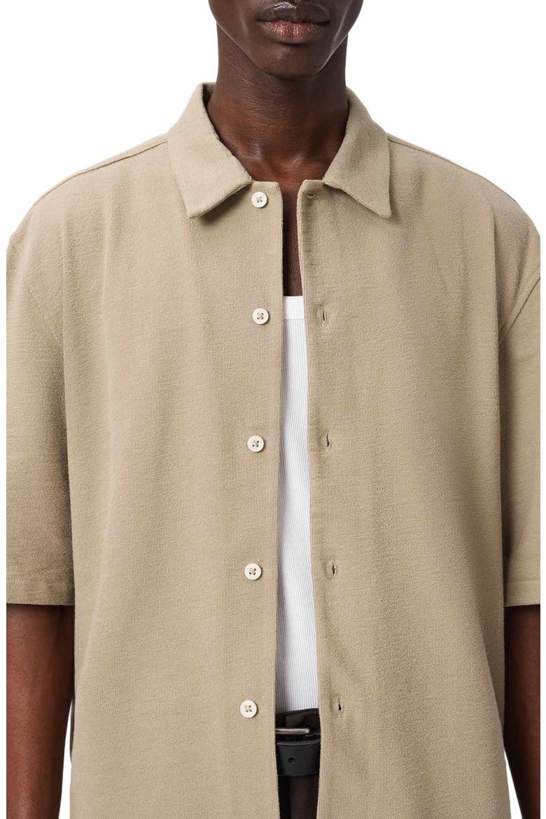 Stallion Oversize Short Sleeve Cotton Button-Up Shirt, Alternate, color, DUNE BROWN