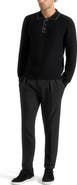 Manière De Voir Aymeric Whipstitch Detail Long Sleeve Knit Polo Shirt