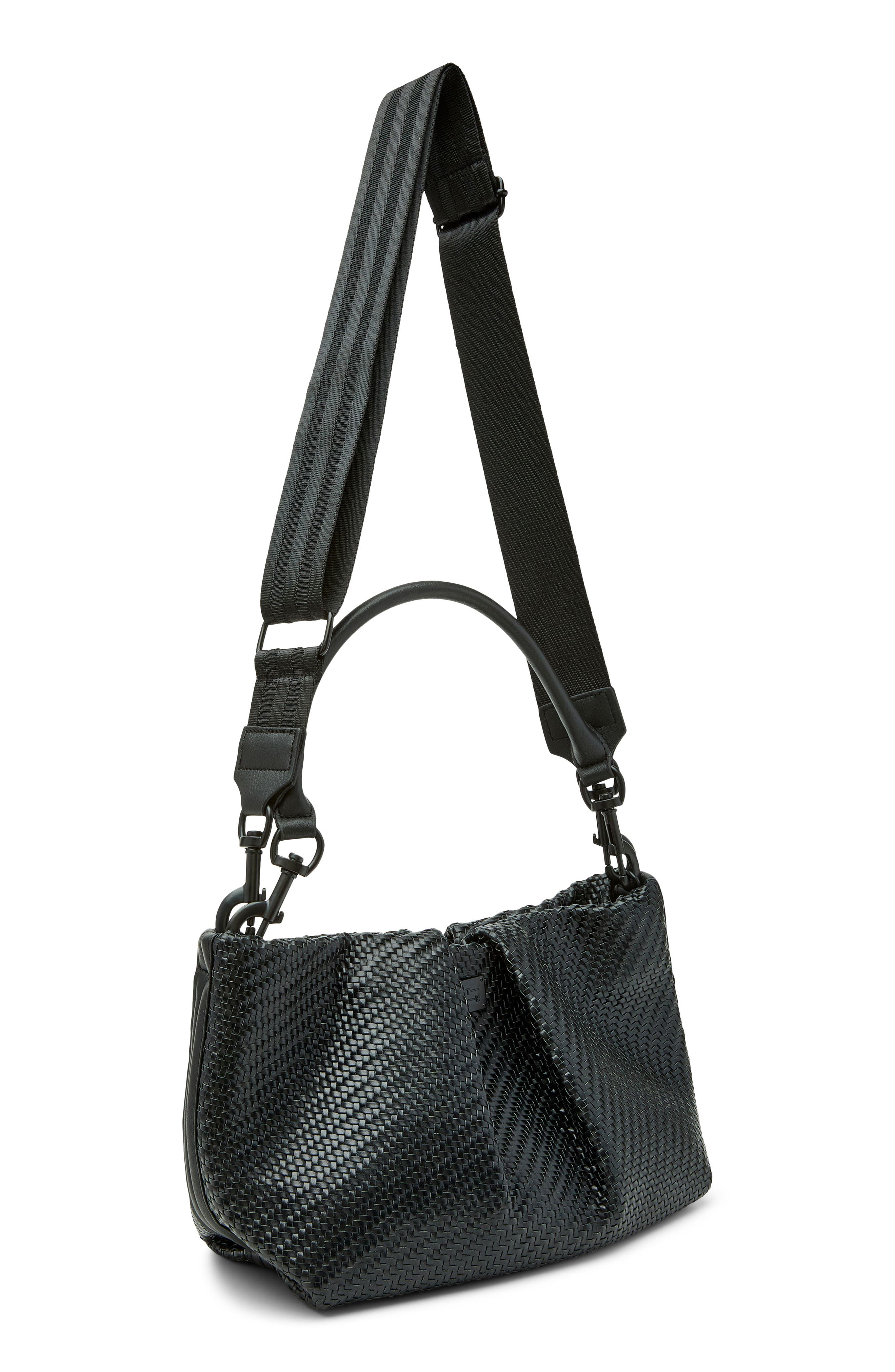 THINK ROYLN Savannah Raffia Shoulder Bag, Alternate, color, Black Braided Luxe