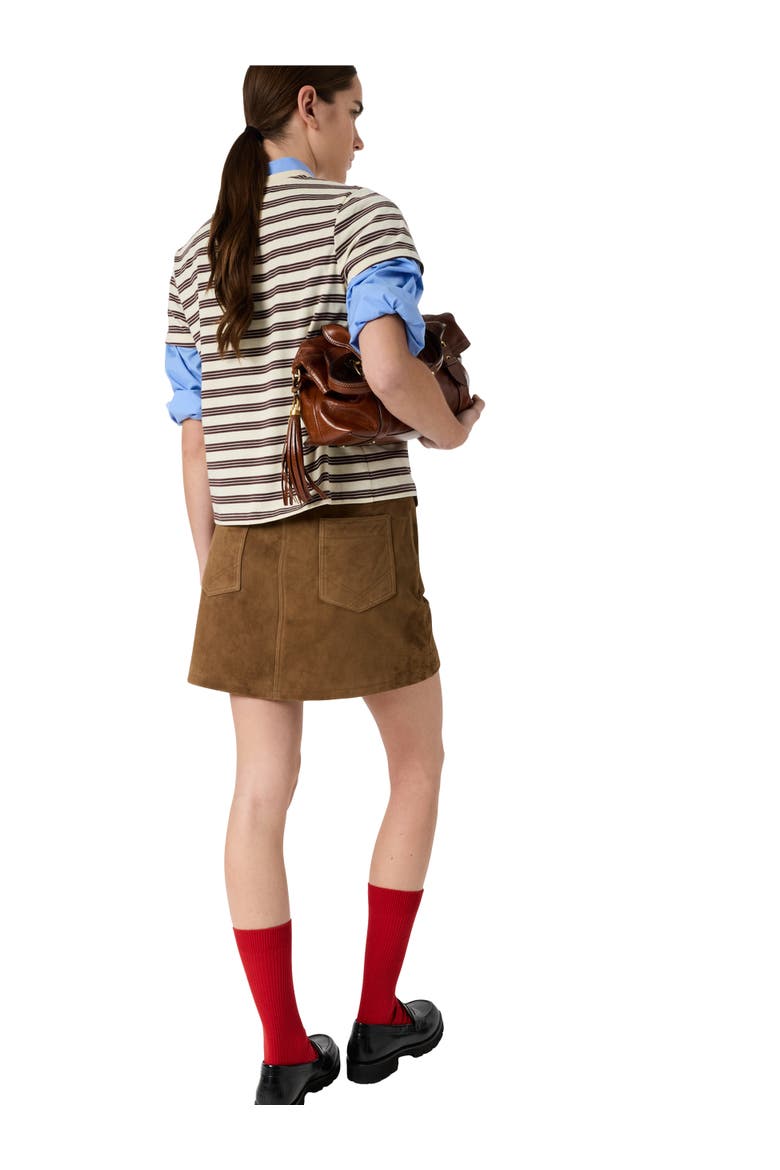 Maysane Crew Neck Striped T-Shirt, Alternate, color, Brown