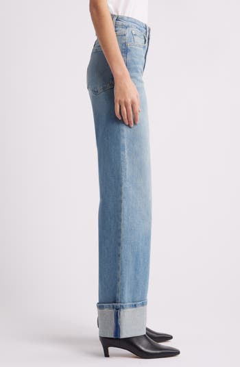 Getty High Waist Cuffed Wide Leg Jeans