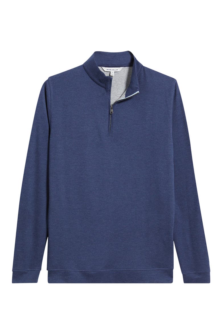 Comfort Interlock Organic Cotton Blend Quarter Zip Pullover, Alternate, color, NAVY