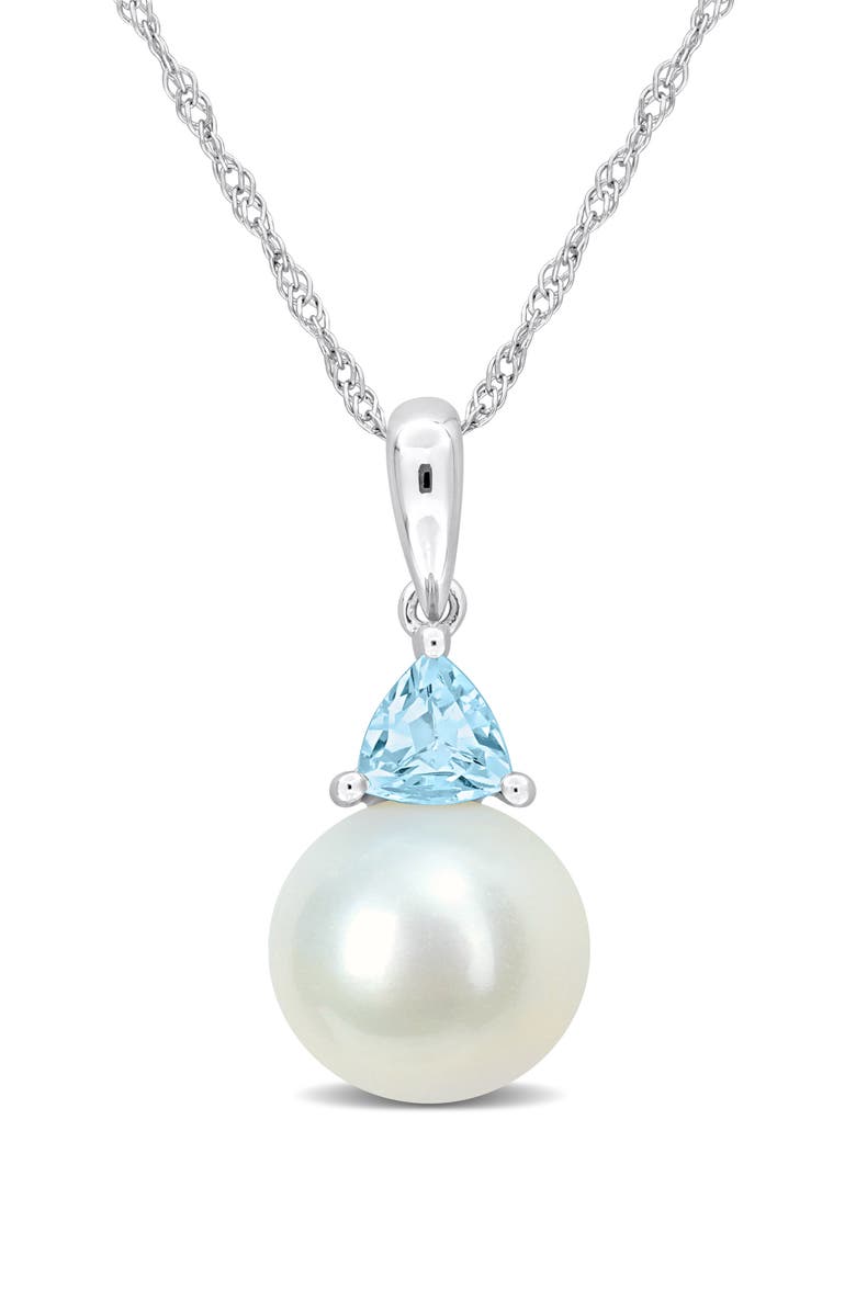 DELMAR Freshwater Pearl Pendant Necklace, Main, color, Sky Blue Topaz