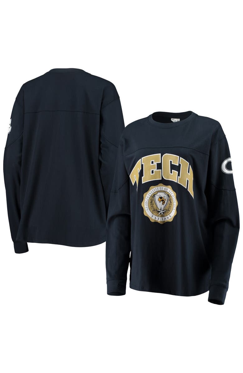 PRESSBOX Women's Pressbox Navy Georgia Tech Yellow Jackets Edith Long Sleeve T-Shirt, Main, color, 