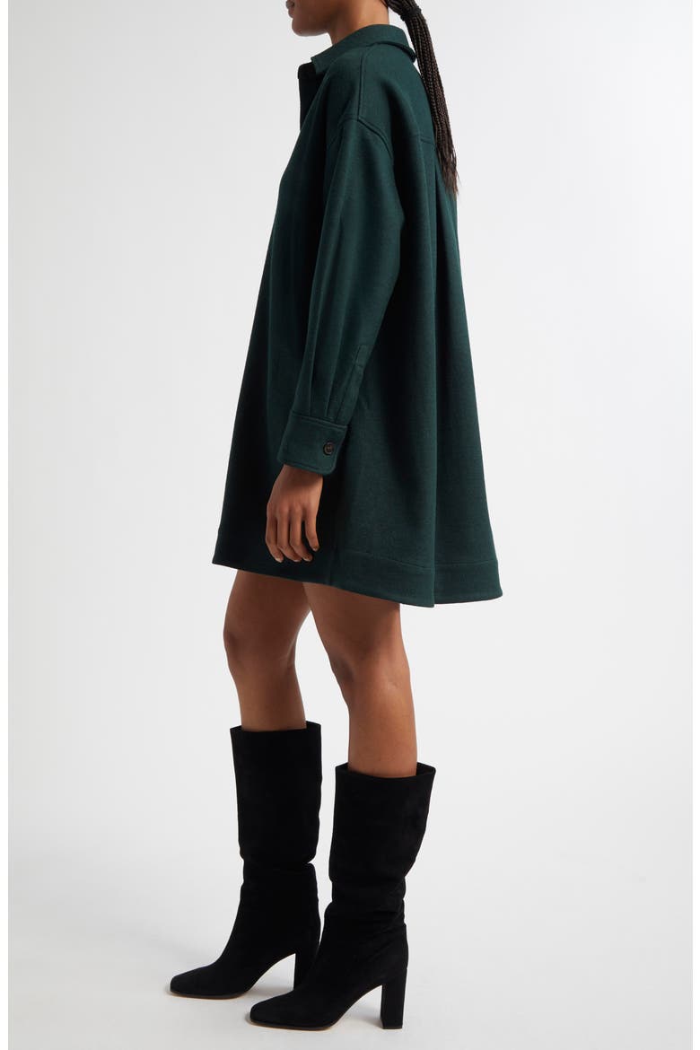 Lauren Long Sleeve Wool & Cotton Blend Minidress, Alternate, color, GREEN